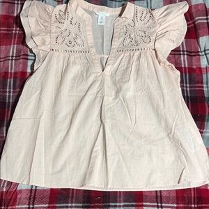 H&M Light Pink Blouse with Ruffle Sleeves